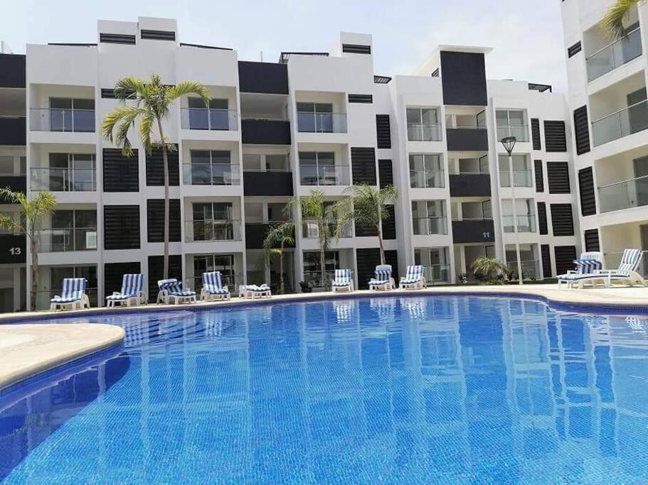 Casa Azul Las Ceibas Manzanillo depto frente a la alberca Exterior foto